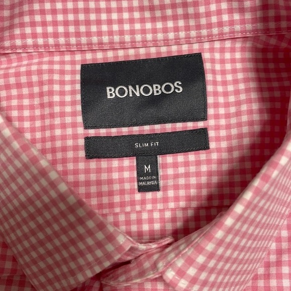 Bonobos Men's Checkered Pink Button Down Size Medium Slim Fit - Picture 3 of 4